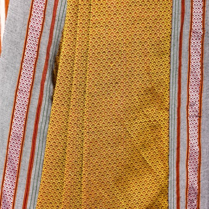 Ojaswini Gold Cotton Khun Saree