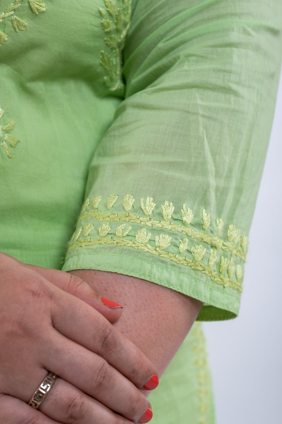 Pastel Green  Hand-Chikankari Cotton Co-ord Set
