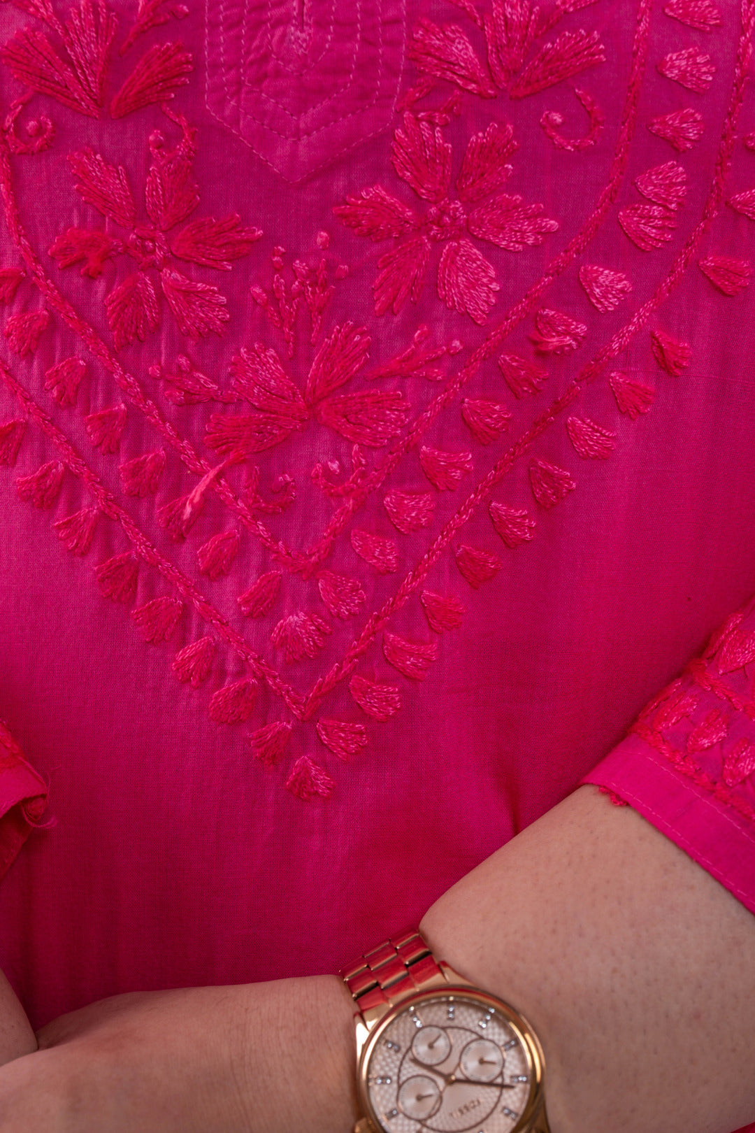 Pink  Hand-Chikankari Cotton Co-ord Set