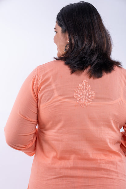 Peach Hand-Chikankari Co-ord Cotton Set