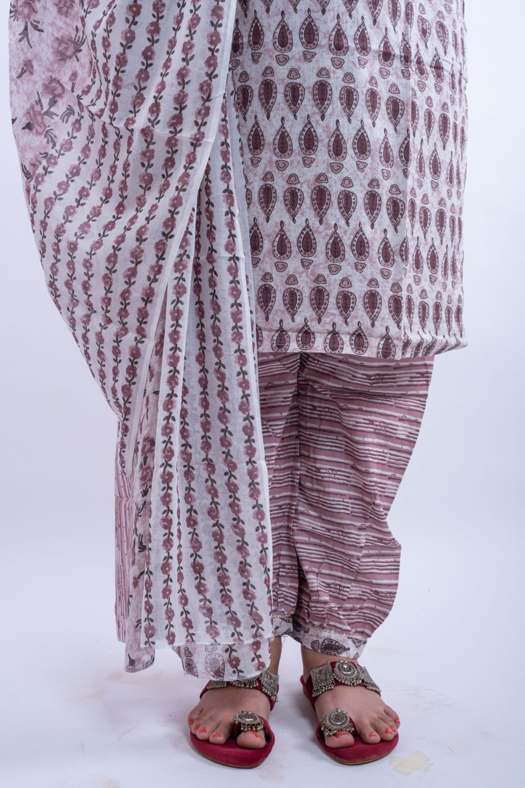 Chikoo Print Afghani Cotton Plus Size Suit