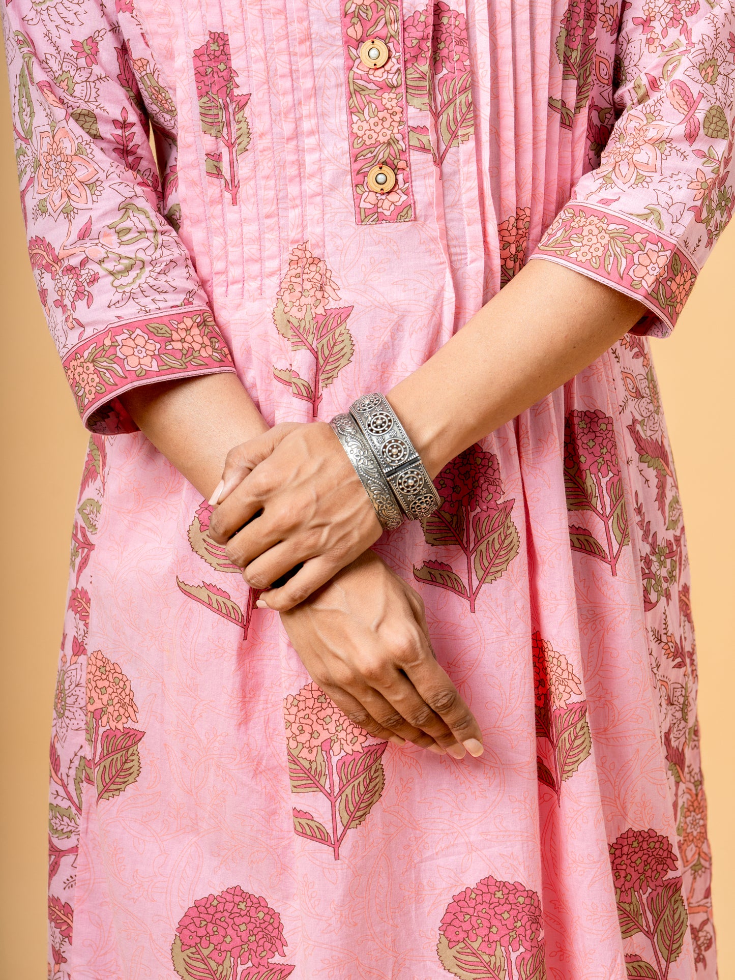 Aboli Pink Floral Printed Cotton Suit