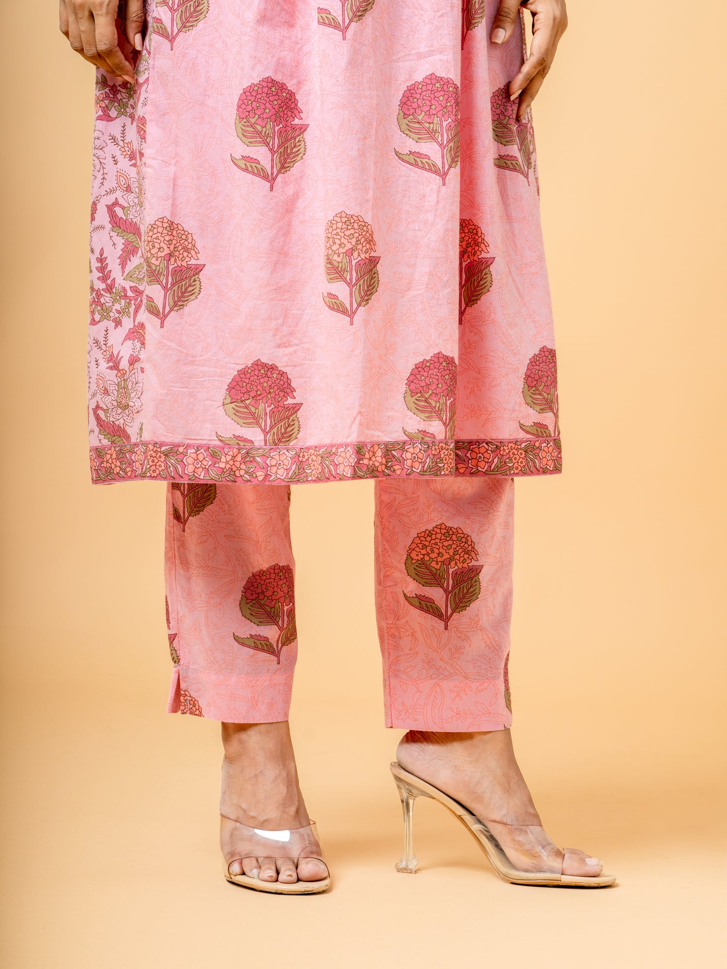 Aboli Pink Floral Printed Cotton Suit