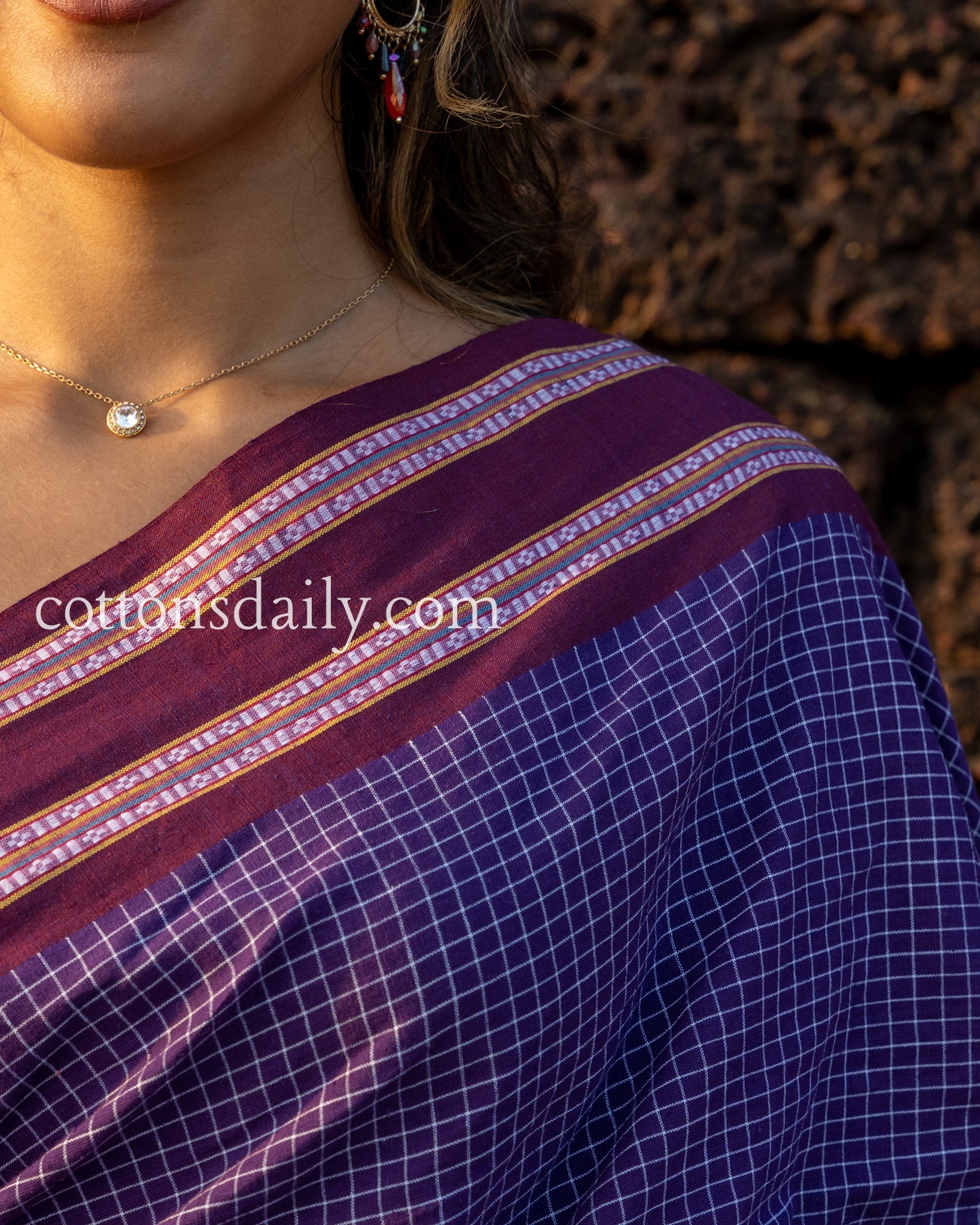 Aguada Heritage Deep Purple Kunbi Saree - Cottonsdaily