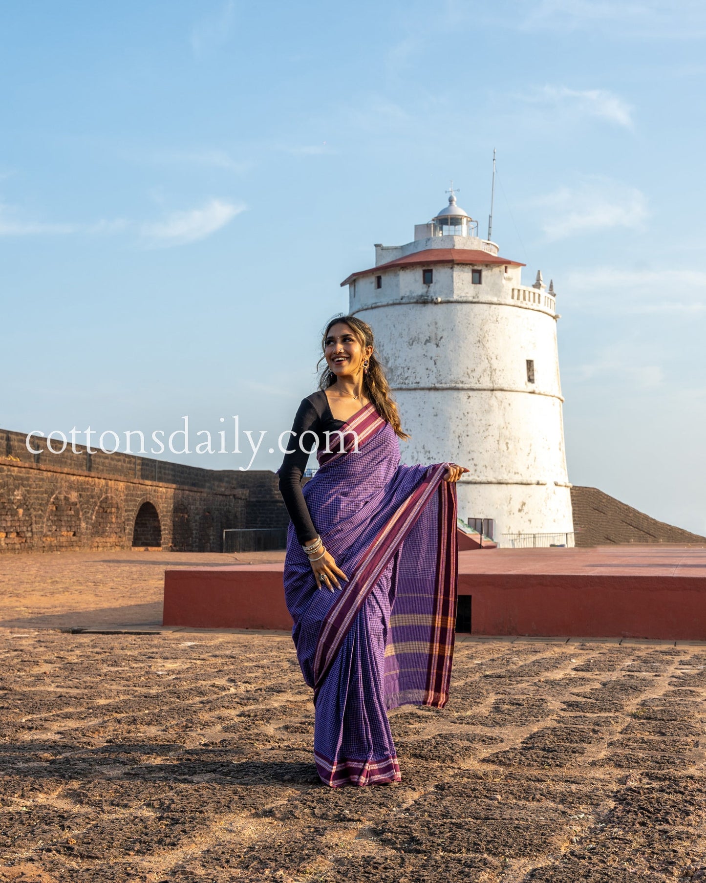 Aguada Heritage Deep Purple Kunbi Saree - Cottonsdaily