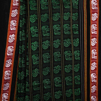 Bhaumi Green Hathi mor Khun Saree - Cottonsdaily