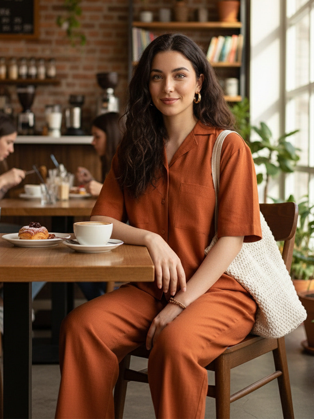 Rust Orange solid Cotton Co-ord Set