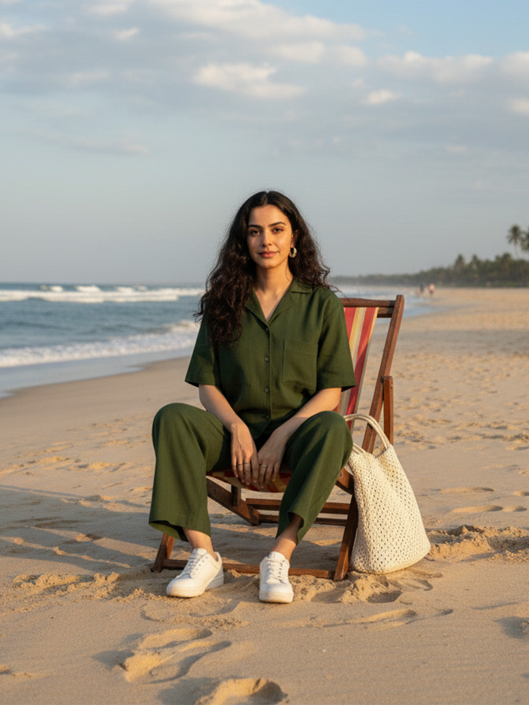 Forest Green Solid Cotton Co-ord Set