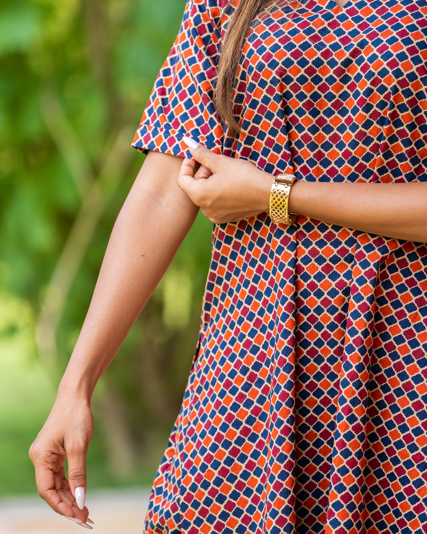 Red Blue Textured High Low Co-ord Set