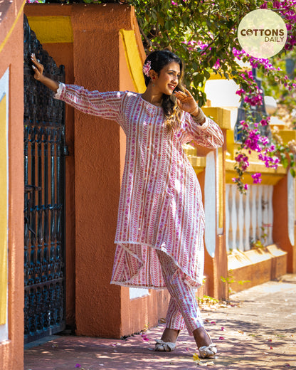 Stylish Asymmetric Pink Co-ord Set