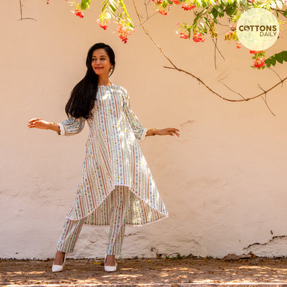 Stylish Asymmetric White Co-ord Set