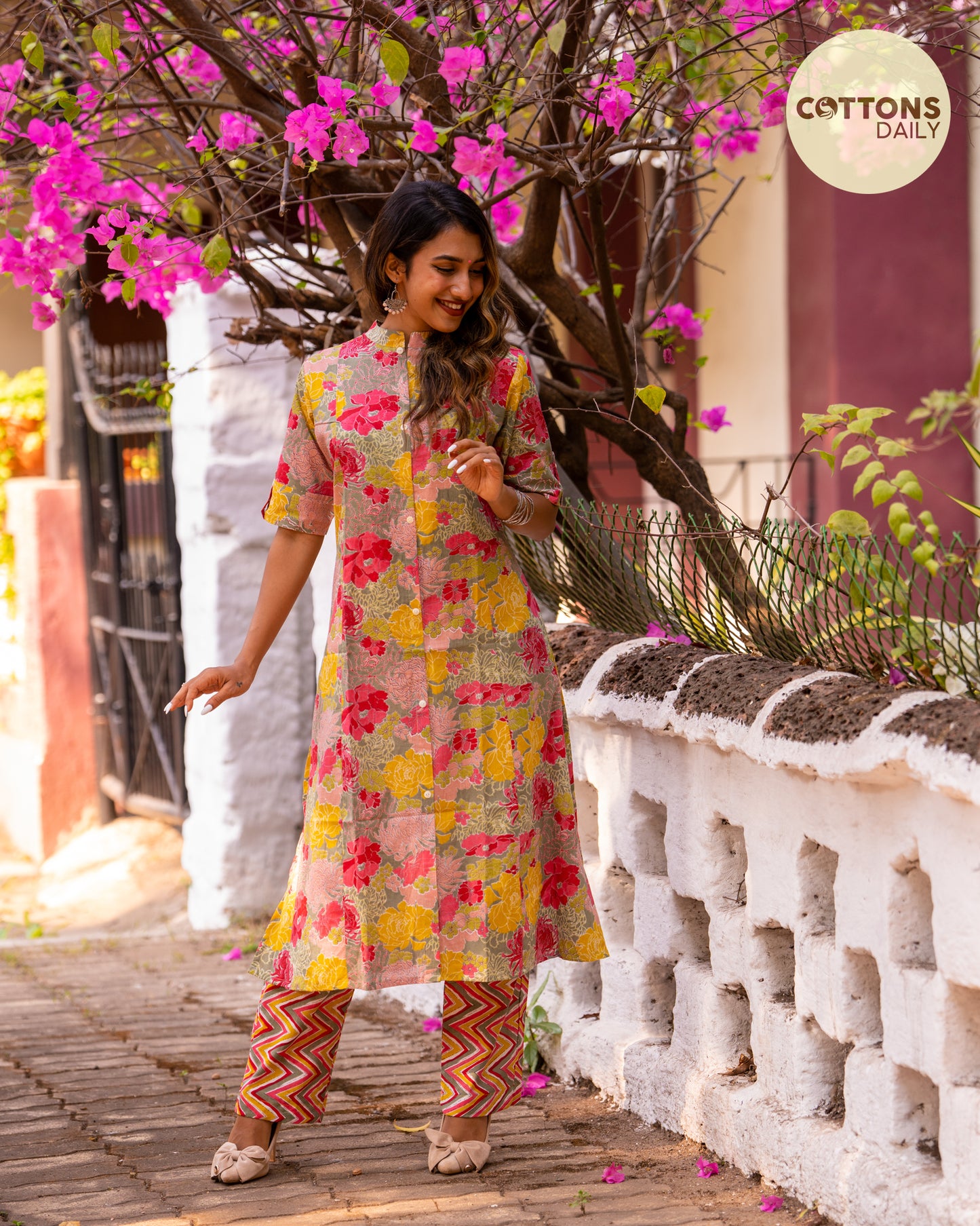 Multicolored Pretty Lady Cotton Co-ord/Kurta Set