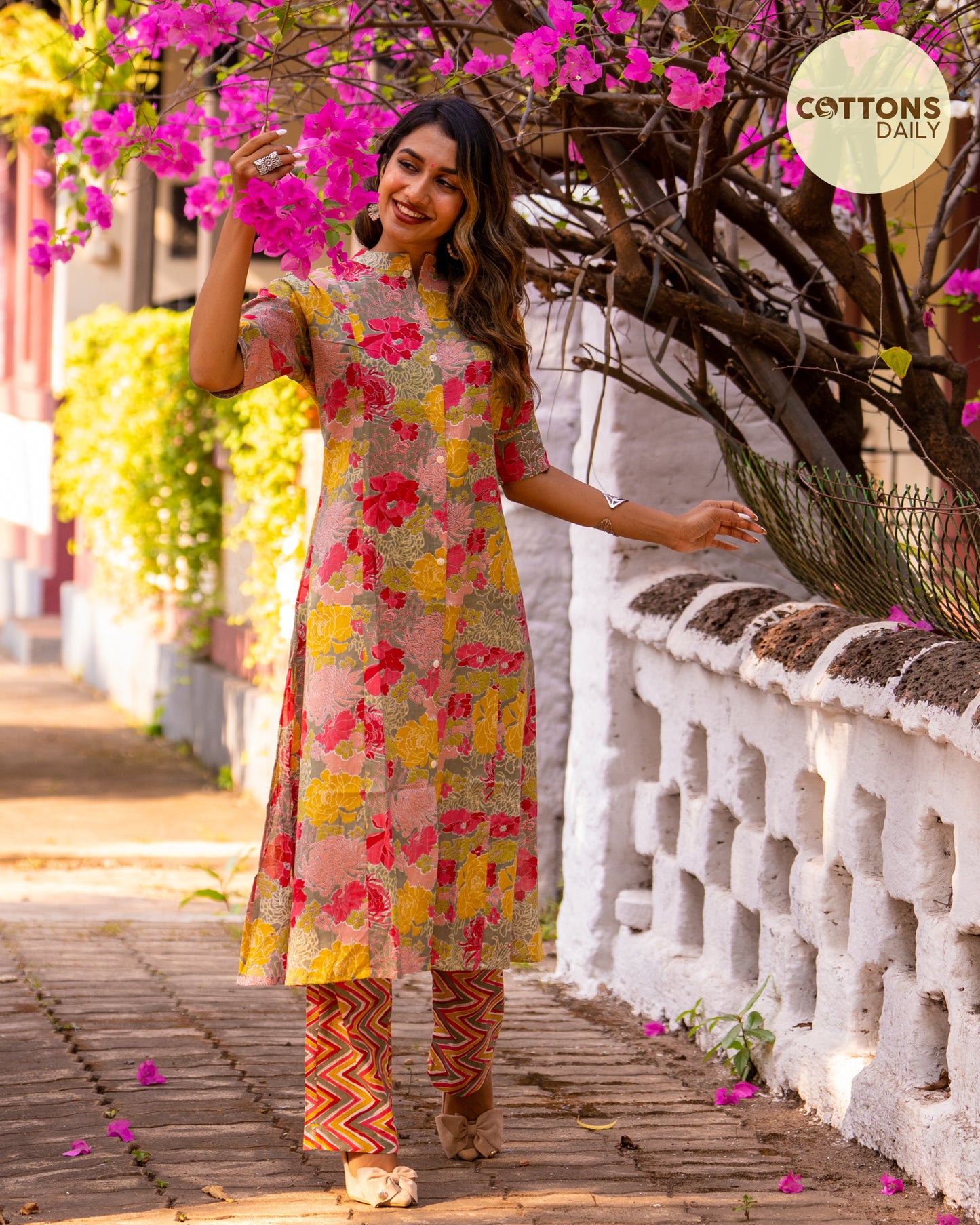 Multicolored Pretty Lady Cotton Co-ord/Kurta Set